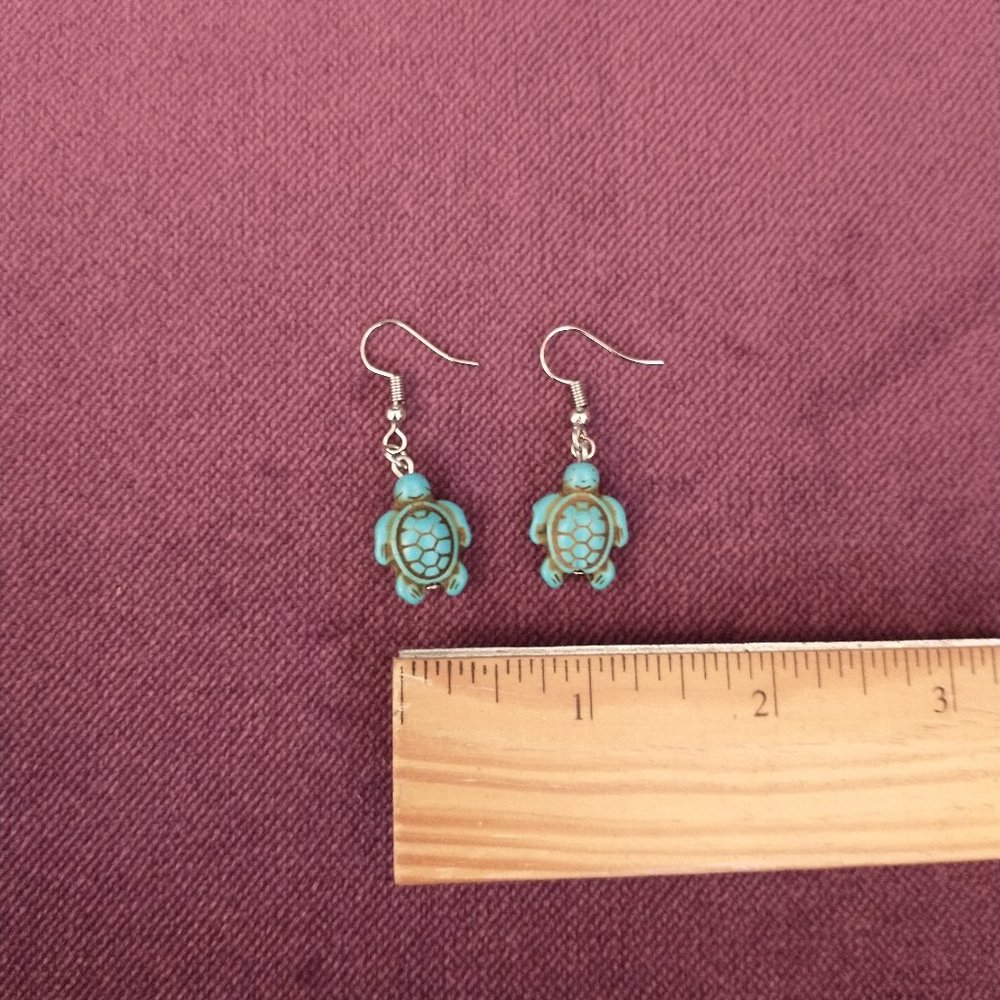 Tiny Sea Turtle Earrings with French Hooks